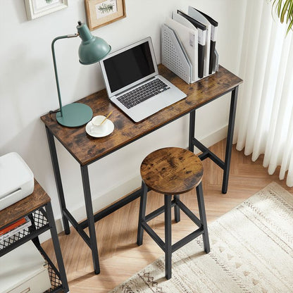 Modern Bar Table Stool Set Greige Black VASAGLE