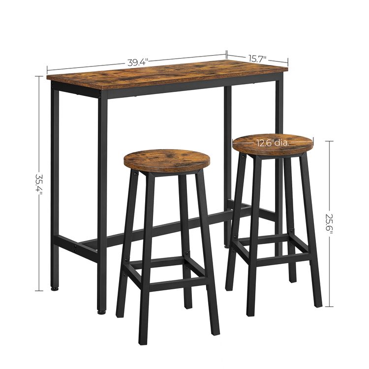 Modern Bar Table Stool Set Greige Black VASAGLE