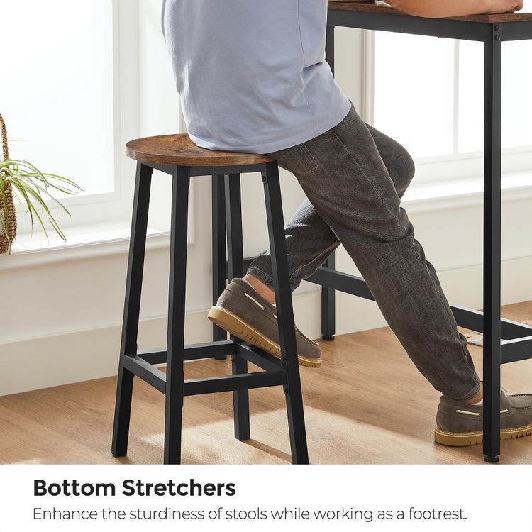 Modern Bar Table Stool Set Greige Black VASAGLE