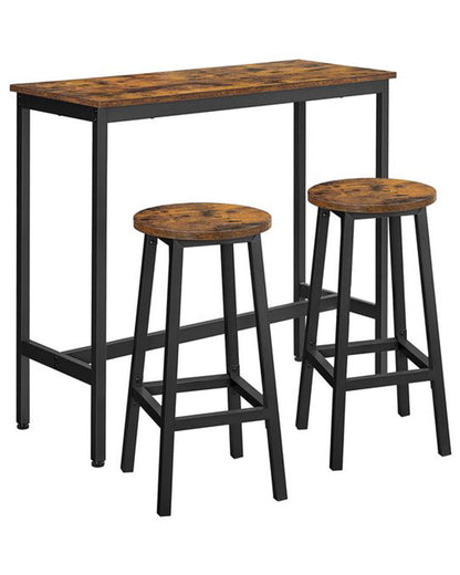 Modern Bar Table Stool Set Greige Black VASAGLE