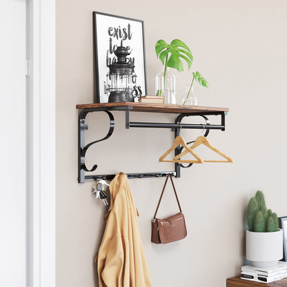 VASAGLE Wall Mounted Coat Rack With Shelf