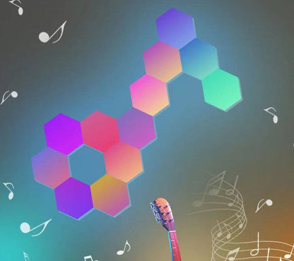 10 PCS LED RGB Gaming Lights with APP Smart Modular Panel Hex Tiles Push Glide Expansion Shapes Wall Lights