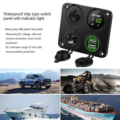 LED Rocker Switch Panel Dual USB