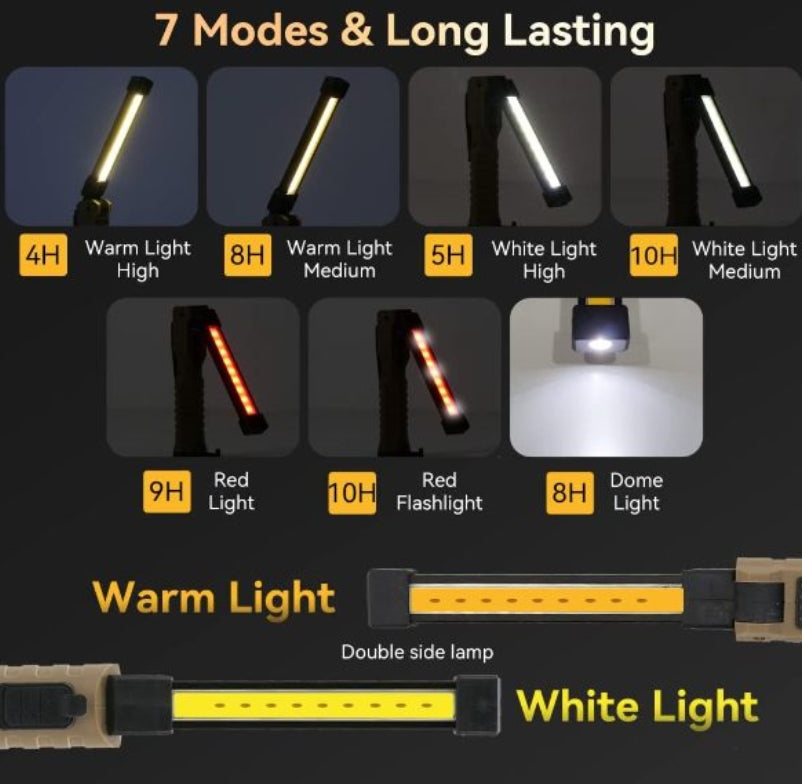 Rechargeable LED Work Light Automotive Foldable USB Portable Flashlight