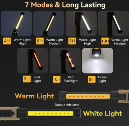 Rechargeable LED Work Light Automotive Foldable USB Portable Flashlight