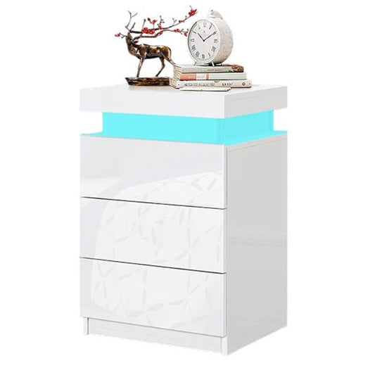 Bedside Table with Drawer Rgb Led Light Side Table