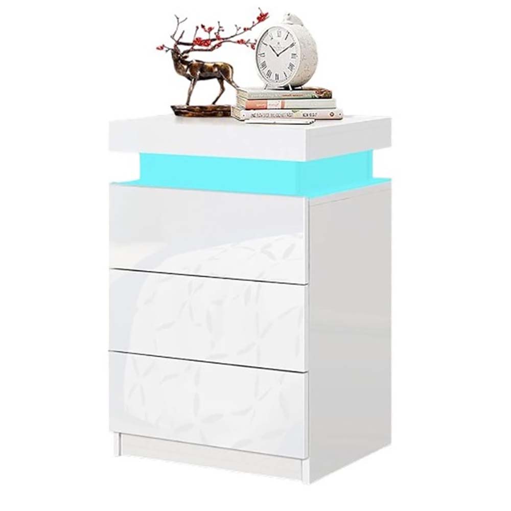 white bedside table