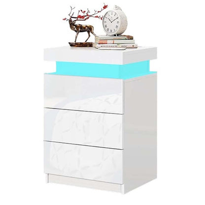 white bedside table