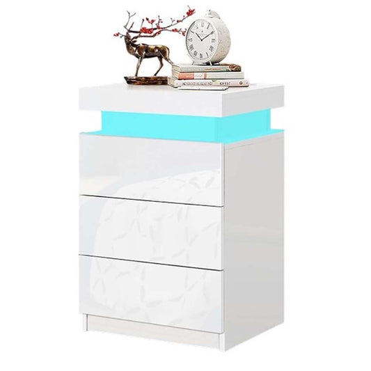 Bedside Table with Drawer Rgb Led Light Side Table