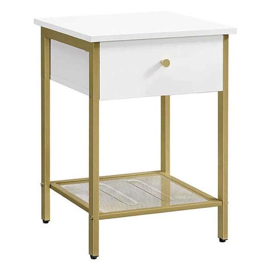 VASAGLE Bedside Table with Drawer - White Nightstand, End Table