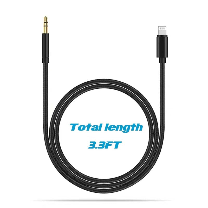Lightning Cable to AUX 1 Meter Black 3.5mm