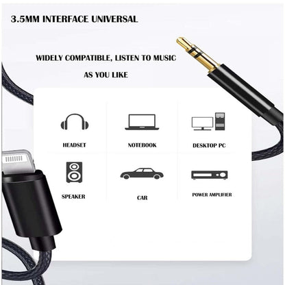Lightning Cable to AUX 1 Meter Black 3.5mm