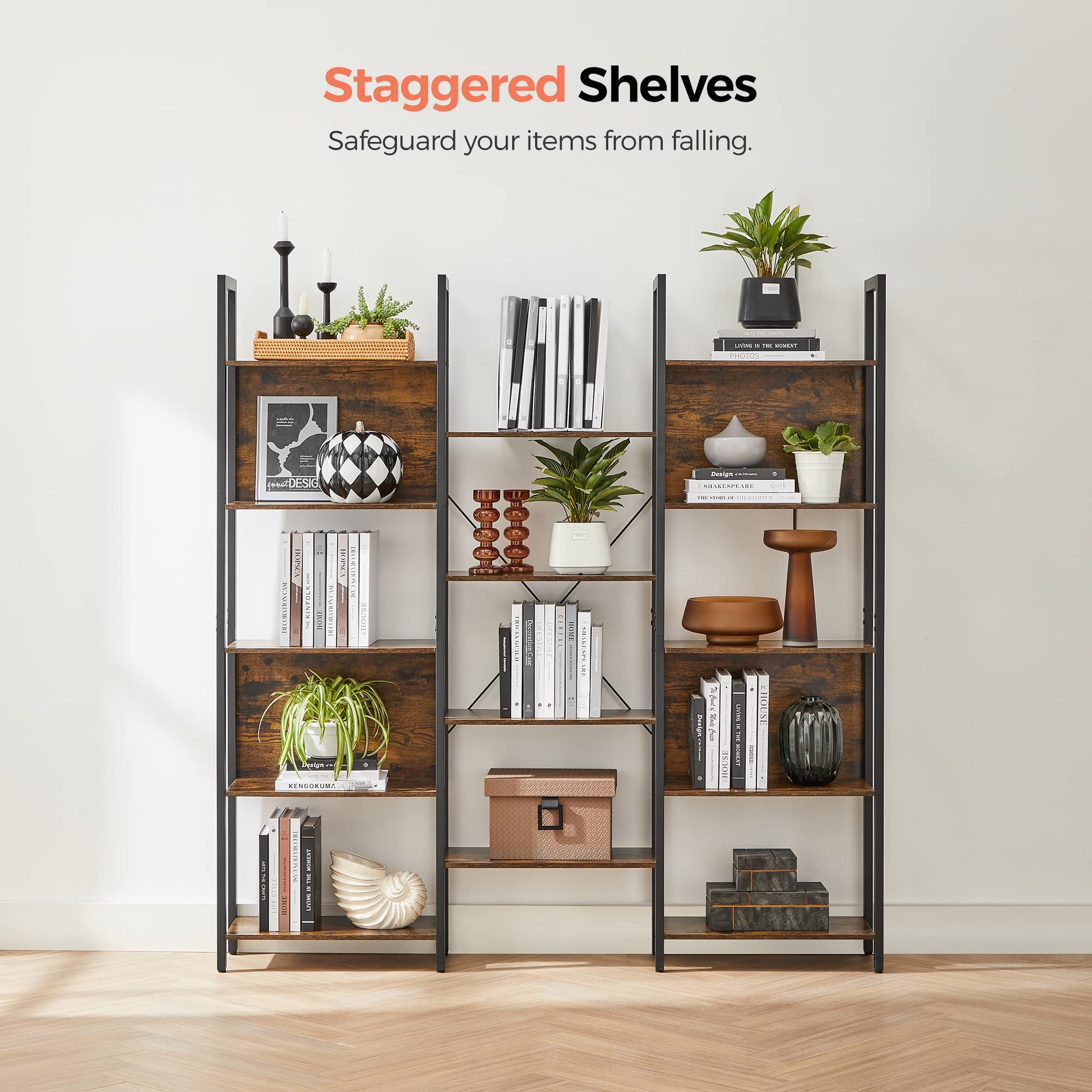 Oak and black bookshelf