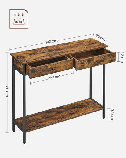 Console table vintage brown black