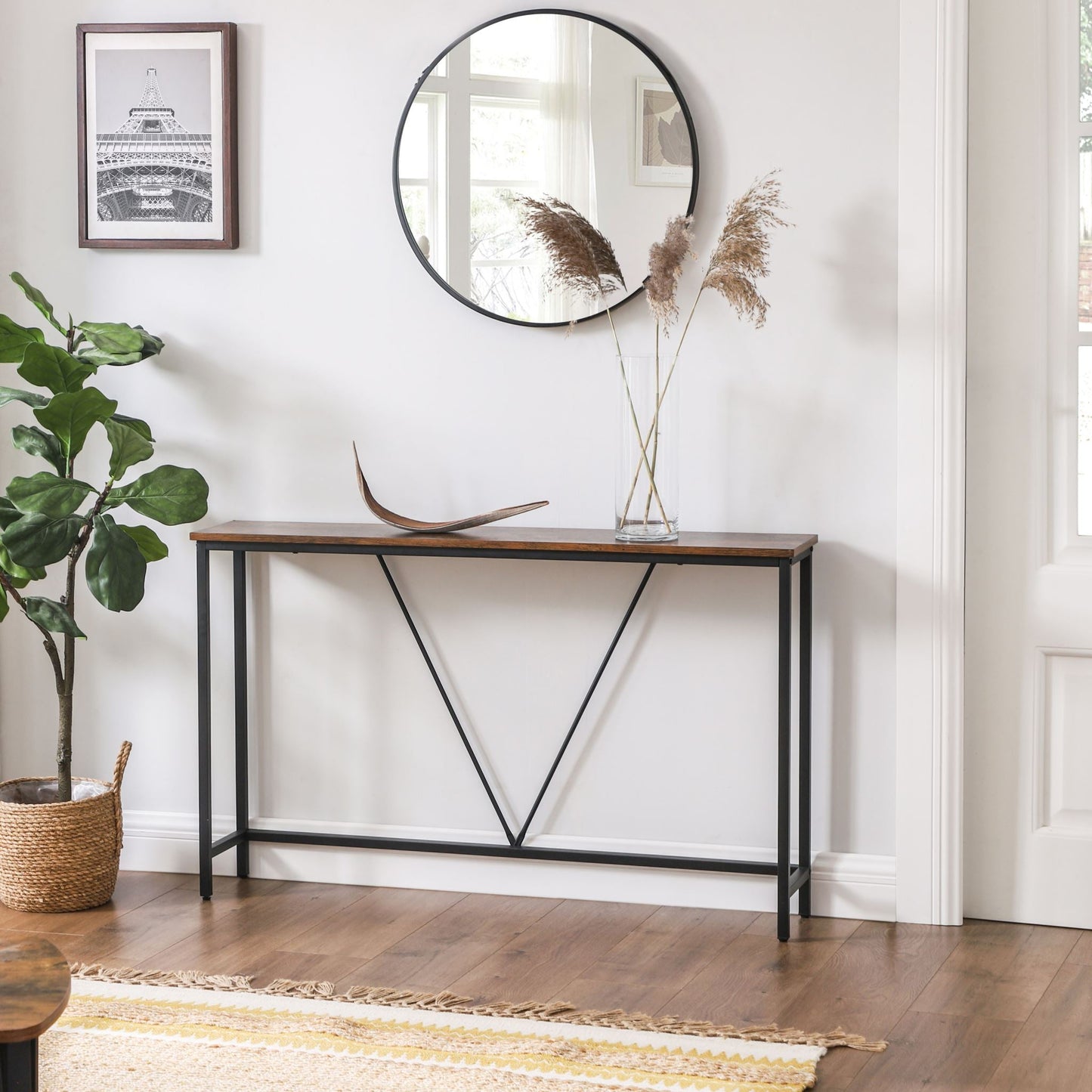 Black steel frame table