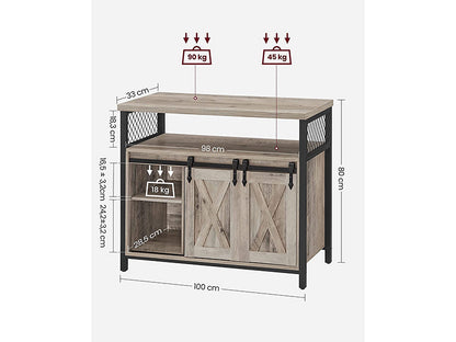 VASAGLE Kitchen Cabinet, 2 Sliding Doors, Storage