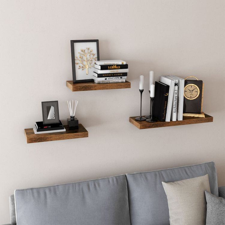 Wall mounted rustic brown shelf
