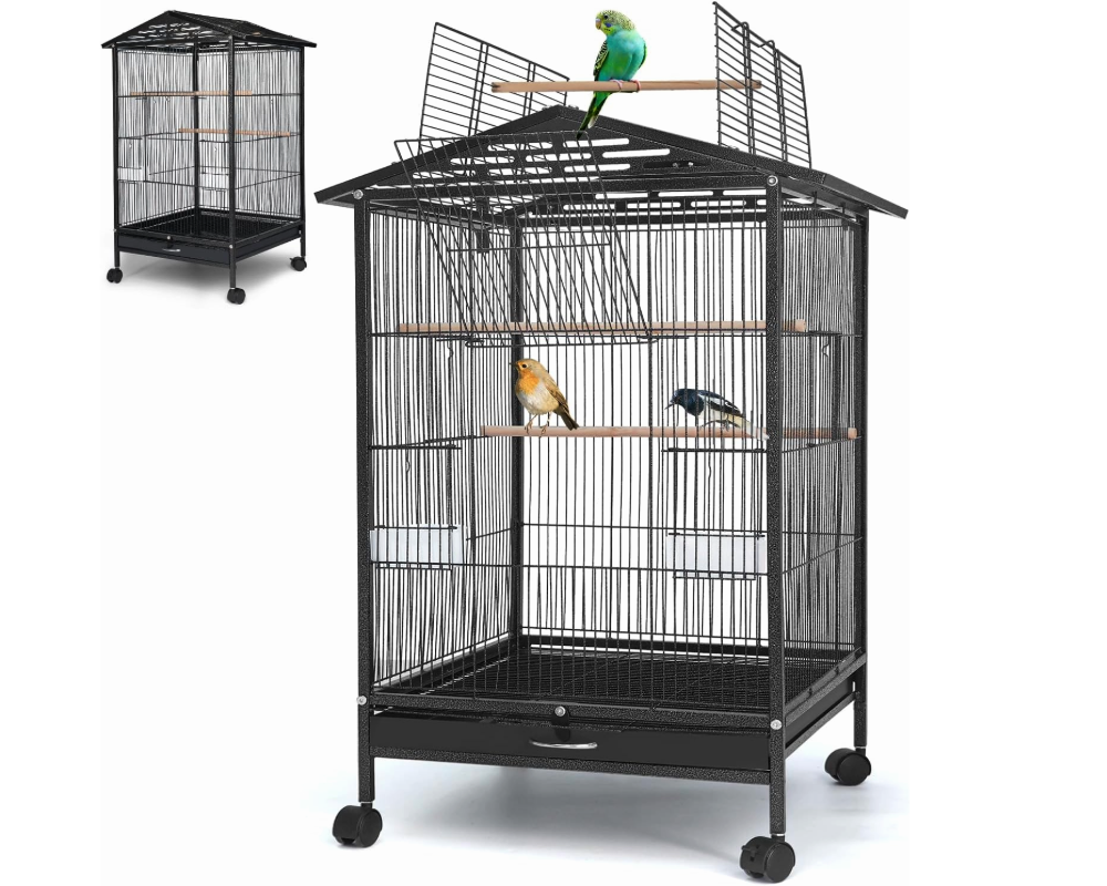 Large Bird Cage Parrot Cage with Stand Carrier