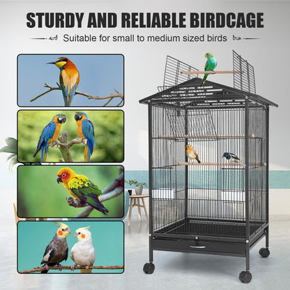 Large Bird Cage Parrot Cage with Stand Carrier