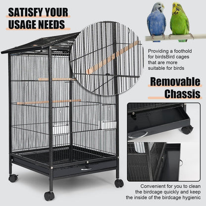 Large Bird Cage Parrot Cage with Stand Carrier
