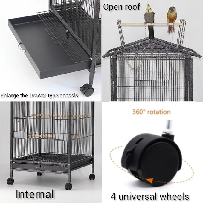 Large Bird Cage Parrot Cage with Stand Carrier