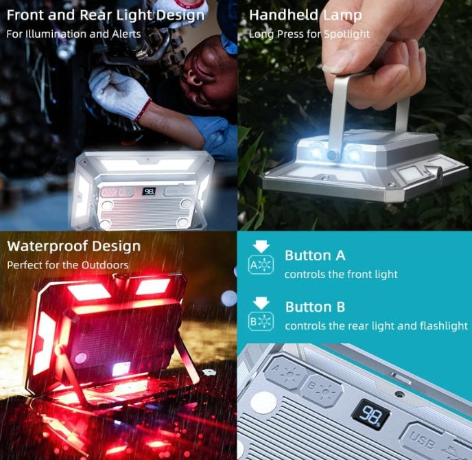 Portable Magnetic LED Work Light, Rechargeable Camping Lantern