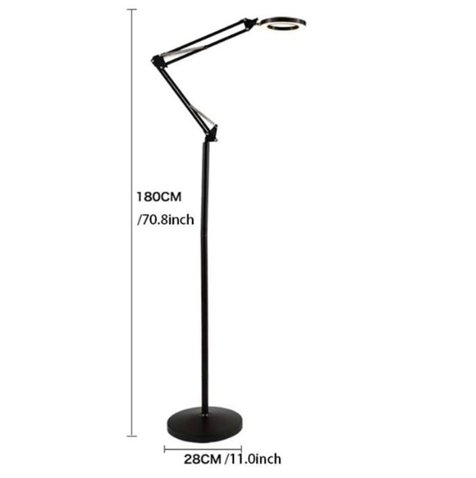 LED Magnifying Floor Lamp, 3-Color Dimmable Light with Glass Magnifier for Tattoo, Lash, Makeup, Nail Art, and Read