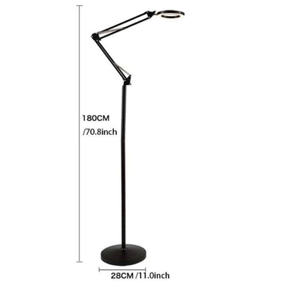 LED Magnifying Floor Lamp, 3-Color Dimmable Light with Glass Magnifier for Tattoo, Lash, Makeup, Nail Art, and Read