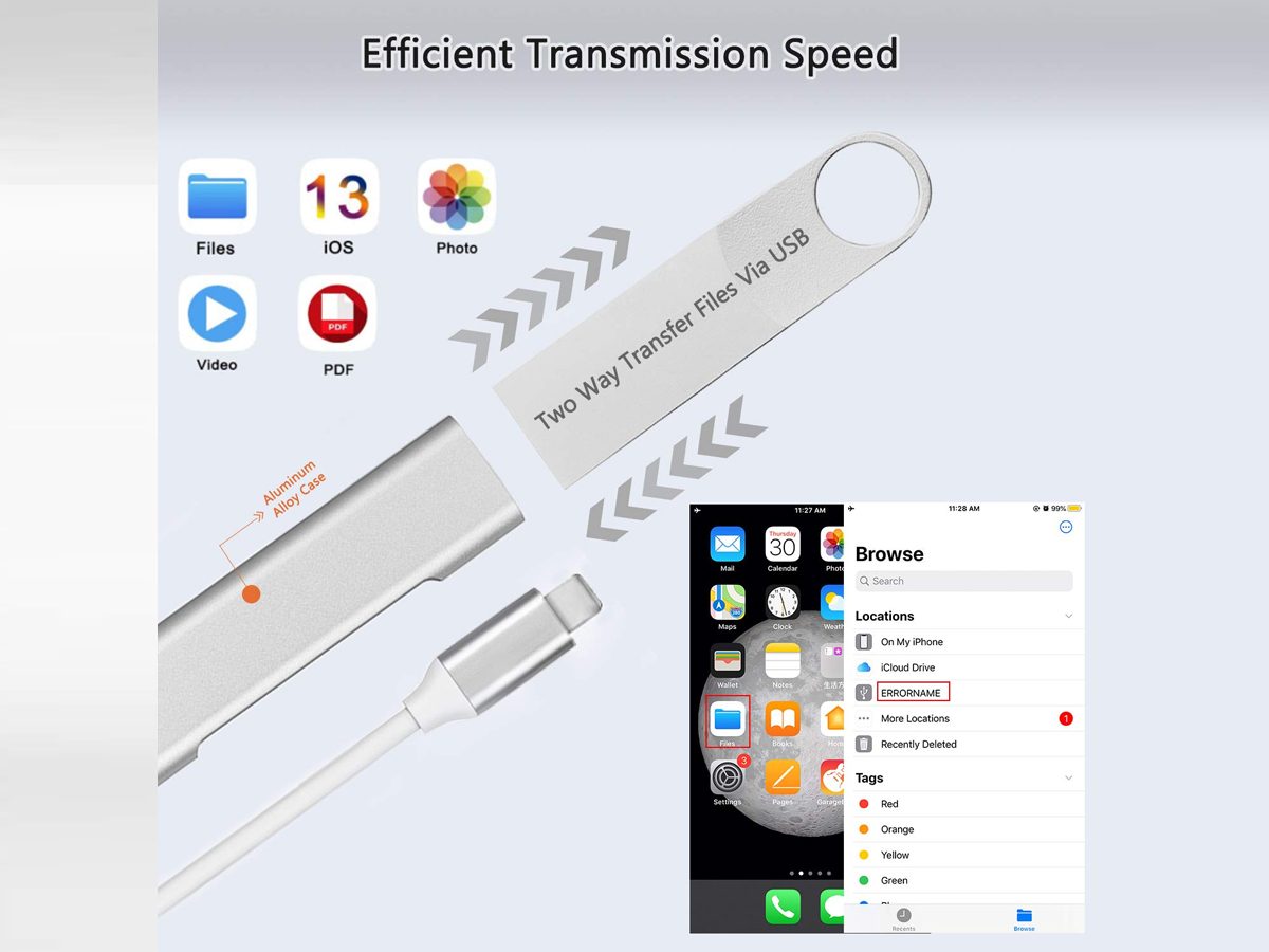 Lightning To USB 3 Port OTG adapter