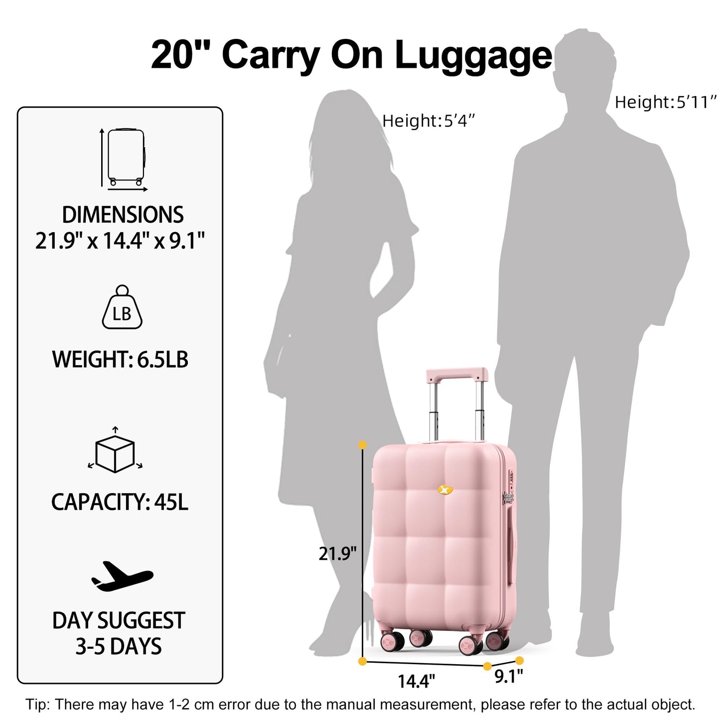 3 Piece Luggage Sets NZ – Lightweight Hard Case Suitcase | CloudLite | Pink