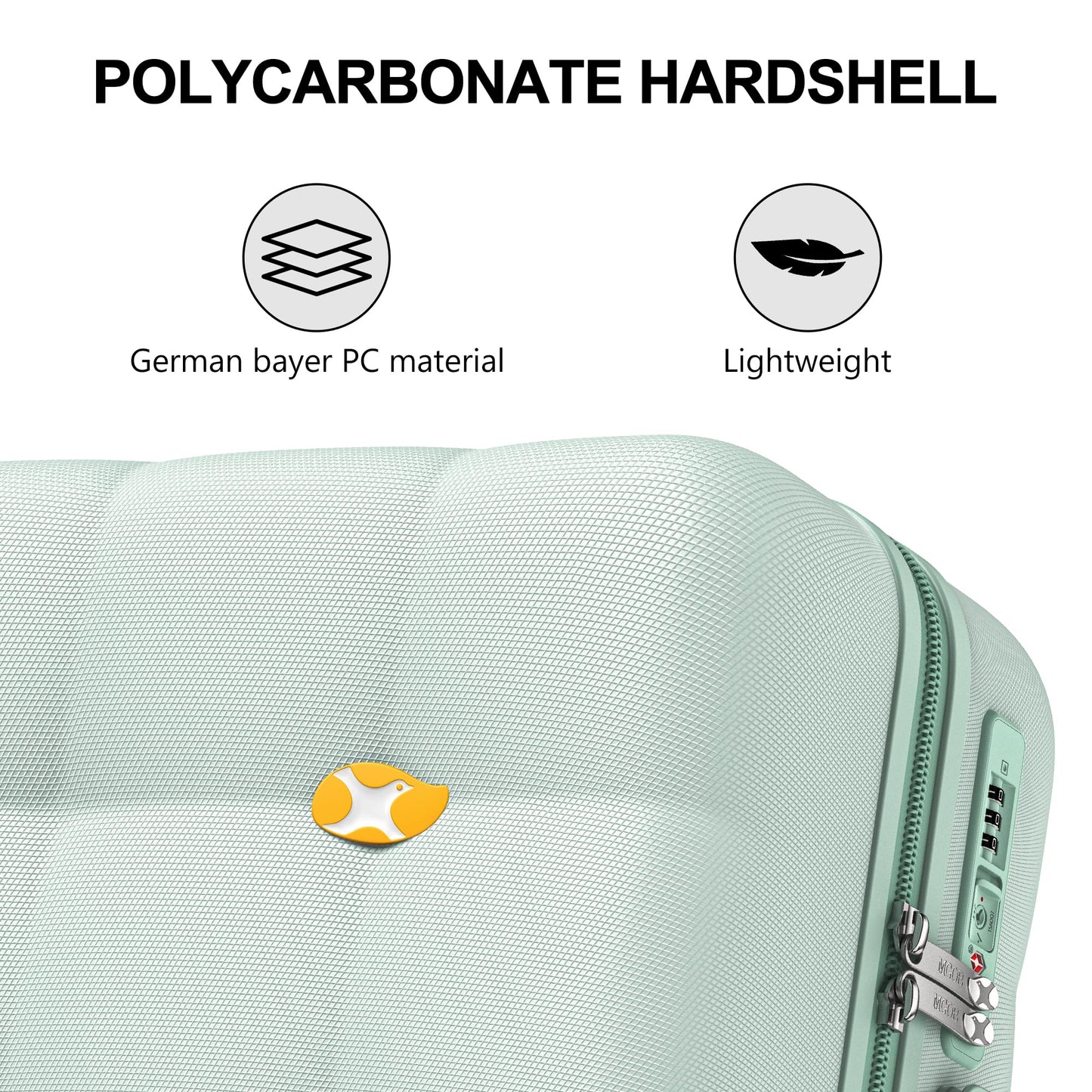 Carry On Suitcase – Lightweight Hard Case Cabin Luggage - Mint Green | CloudLite | 55cm