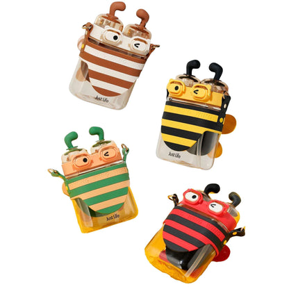 Little Bee Kids Water Bottle with Dual Straws & Flip-top Lids 570ml