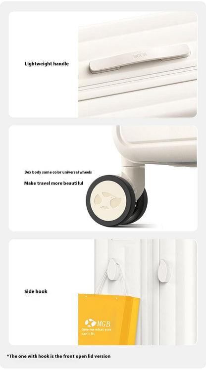 Carry On Luggage - Hard Shell Cabin Suitcase with Laptop Compartment | Lumo One Access | Cream Beige | 56 cm