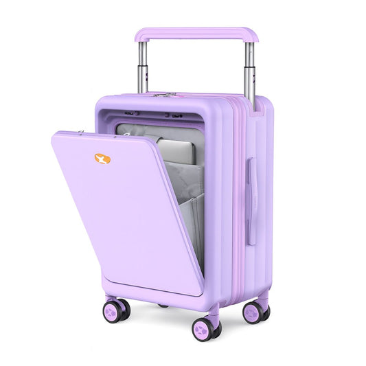 Hard Shell Carry On Luggage - Front Access Cabin Suitcase | Lumo One Access | Lavender Purple | 56 cm