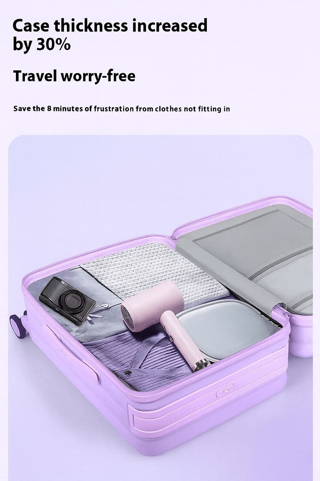 Carry On Luggage - Hard Shell Hand Cabin Suitcase  | Lumo One | Lavender Purple | 56 cm