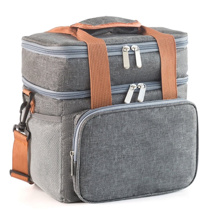 2 Layer Zipper Lunch Bag Tote Insulated Lunch Bag Picnic Food Lunch Box Storage