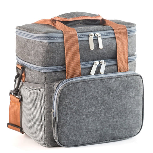 2 Layer Zipper Lunch Bag Tote Insulated Lunch Bag Picnic Food Lunch Box Storage