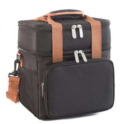 2 Layer Zipper Lunch Bag Tote Insulated Lunch Bag Picnic Food Lunch Box Storage