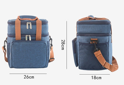 2 Layer Zipper Lunch Bag Tote Insulated Lunch Bag Picnic Food Lunch Box Storage