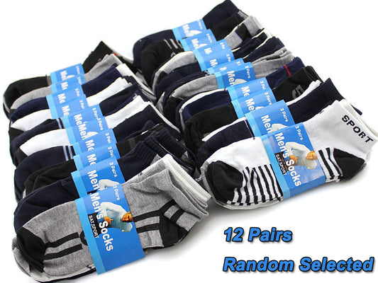 Men's Ankle Socks Thin Sports Socks- (12 Pairs)