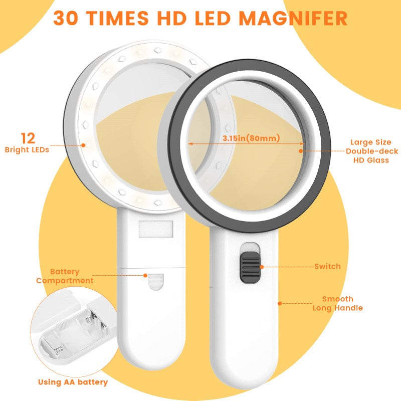 magnifying glass with LEDs