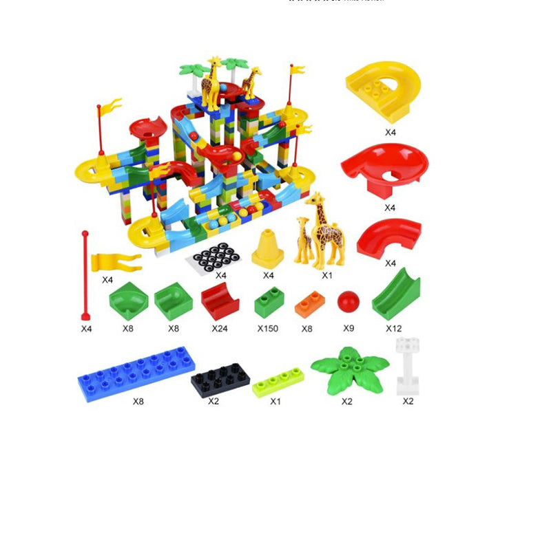 Kids playing with marble run