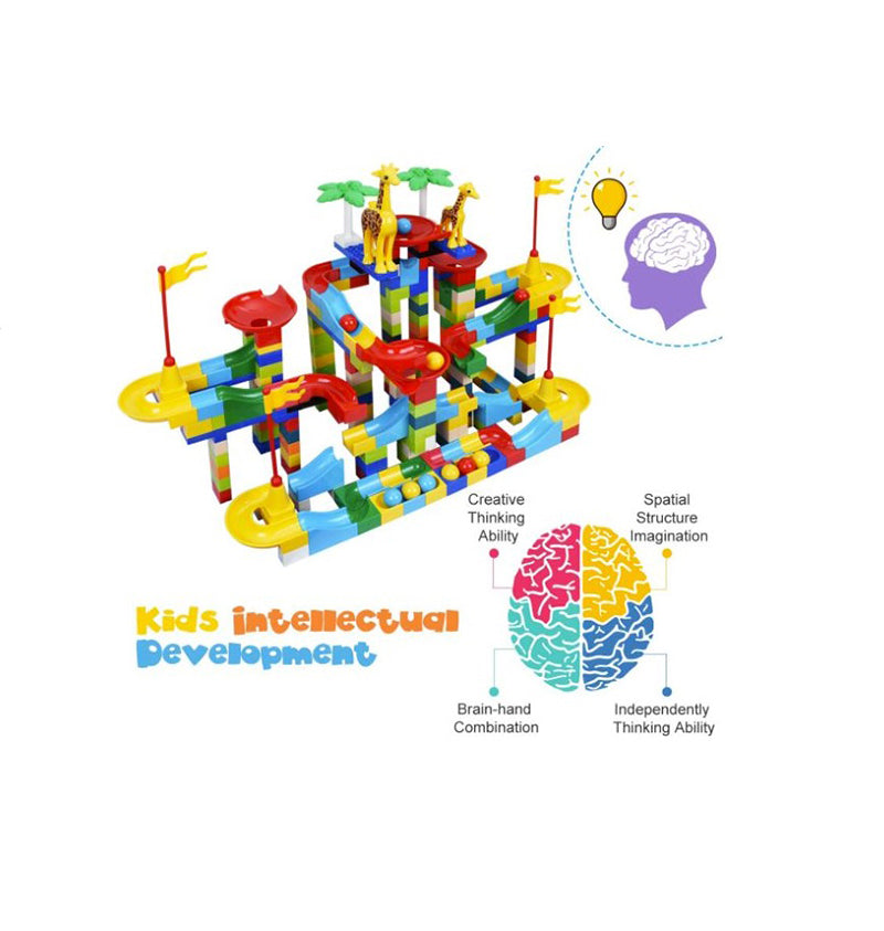 Colorful marble run tracks