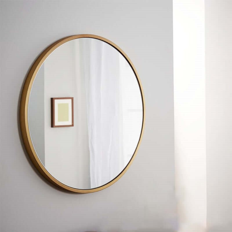 Round Wall Mirror Bathroom Makeup Mirror 60Cm Vanity Shape Gold Color - The Shopsite