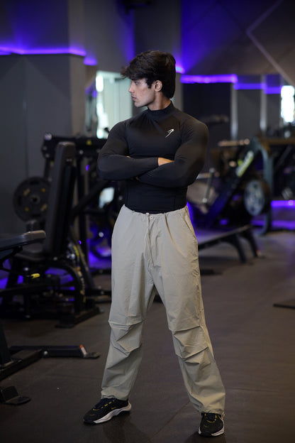 High Neck Compression Full Sleeves T-shirt Black