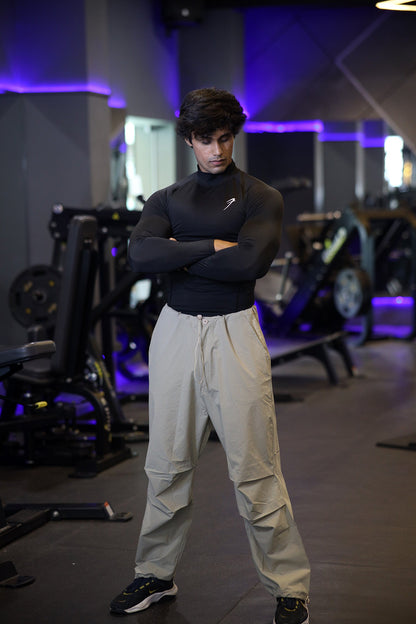 High Neck Compression Full Sleeves T-shirt Black