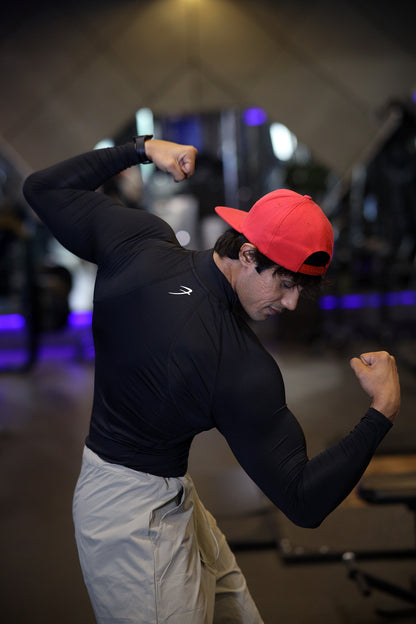 High Neck Compression Full Sleeves T-shirt Black