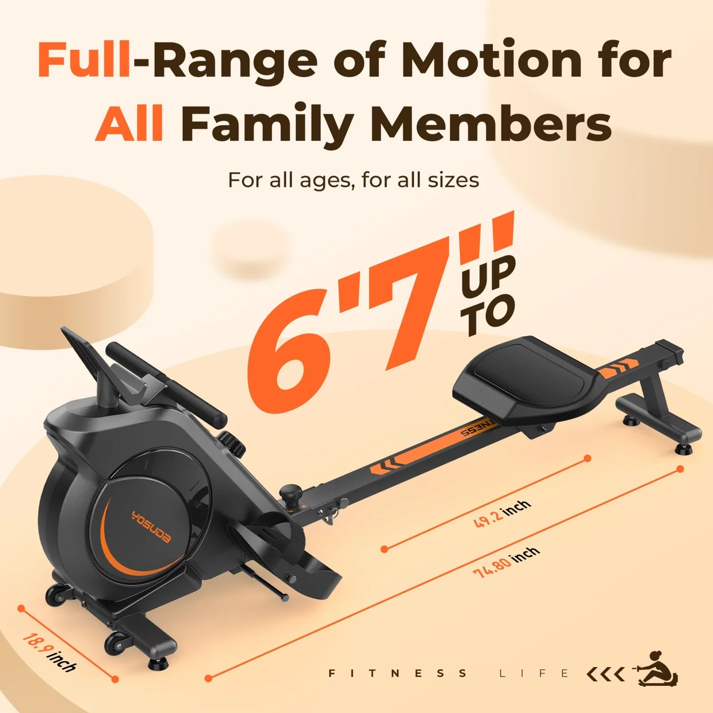 Magnetic Rowing Machine Fitness Machine Double Track