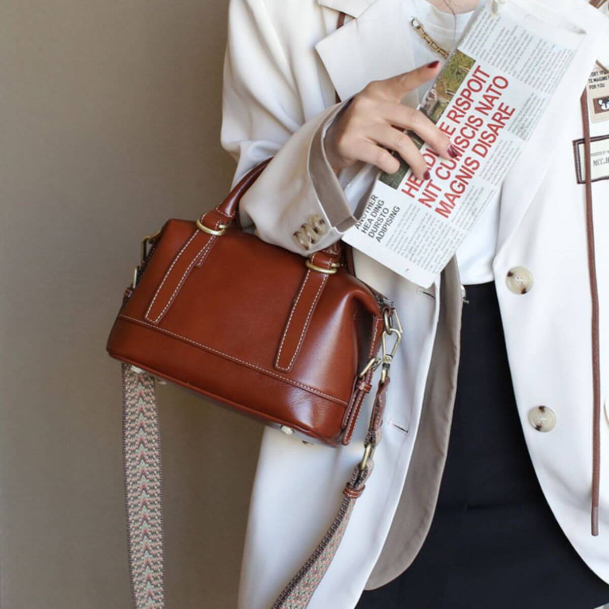 Metro Classic Brown Leather Shoulder Bag