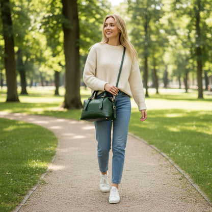 Metro Classic Emerald Green Leather Shoulder Bag